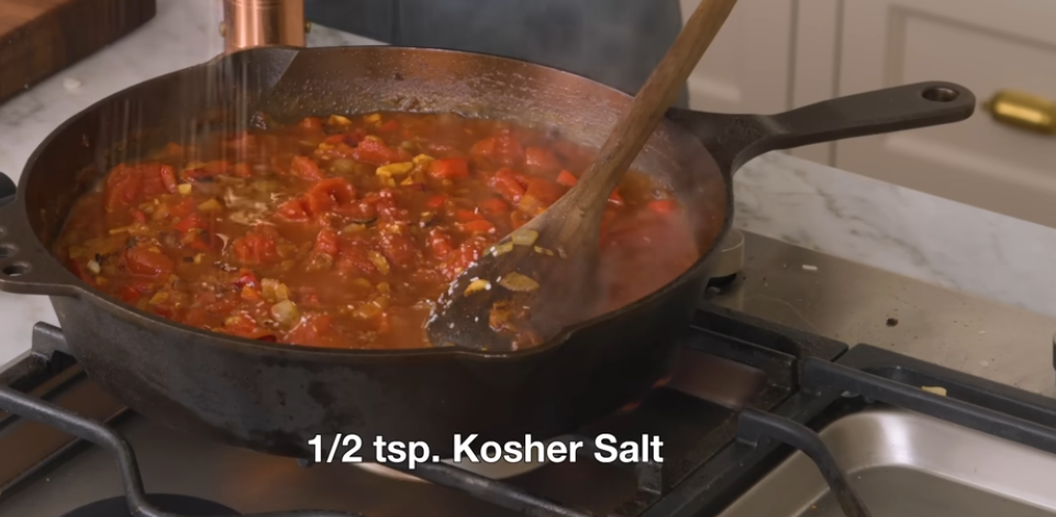 Tomatoes, eggs and feta for shakshuka